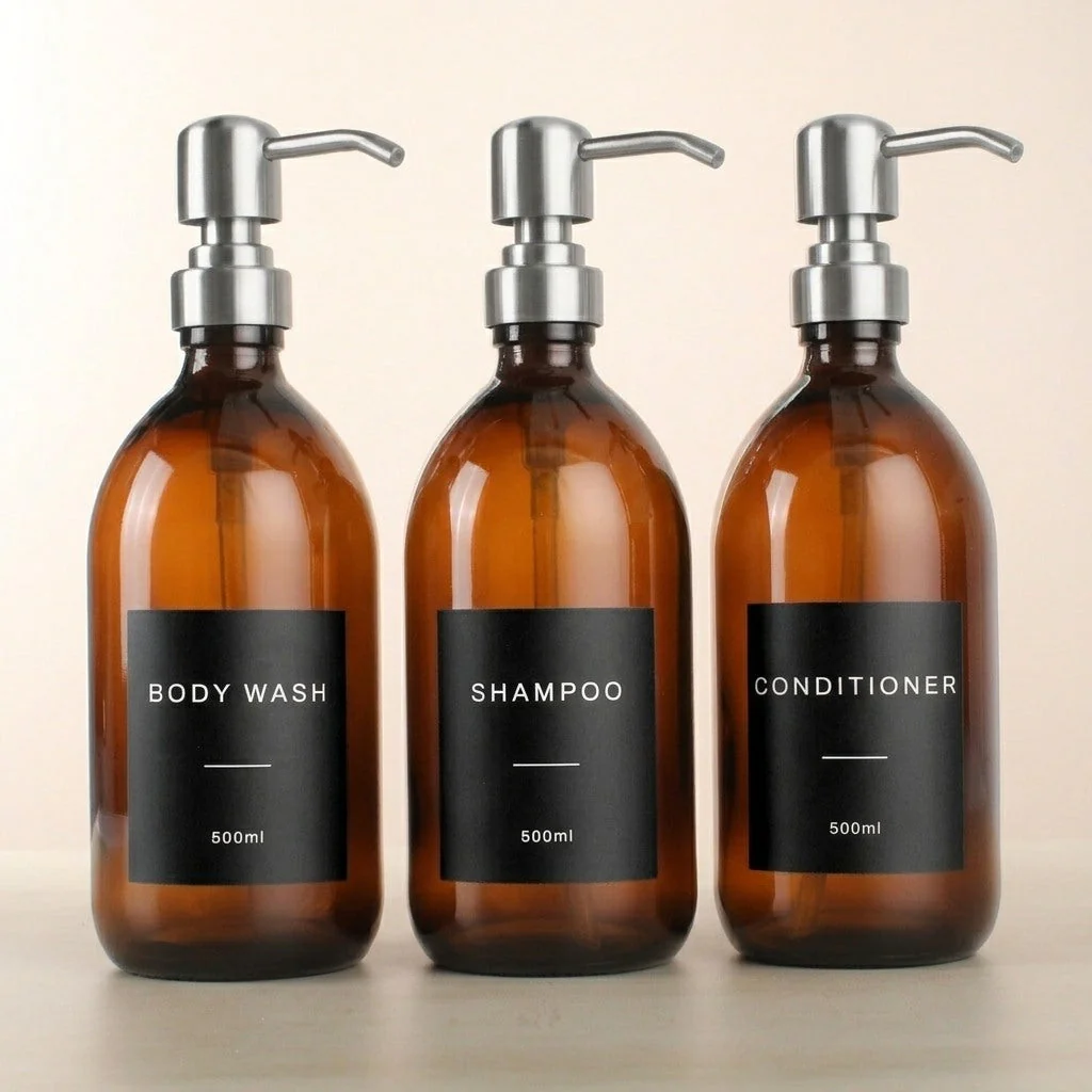 Body Wash, Shampoo & Conditioner Amber Glass Set - Image 11