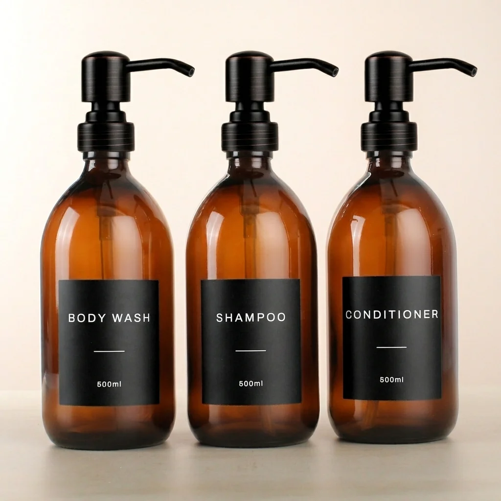 Body Wash, Shampoo & Conditioner Amber Glass Set - Image 18