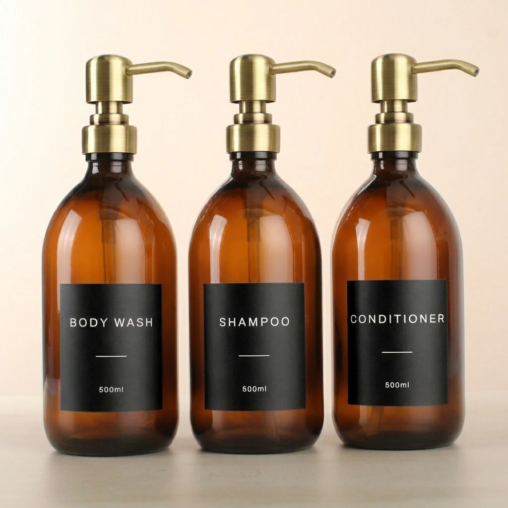 Body Wash, Shampoo & Conditioner Amber Glass Set - Image 7