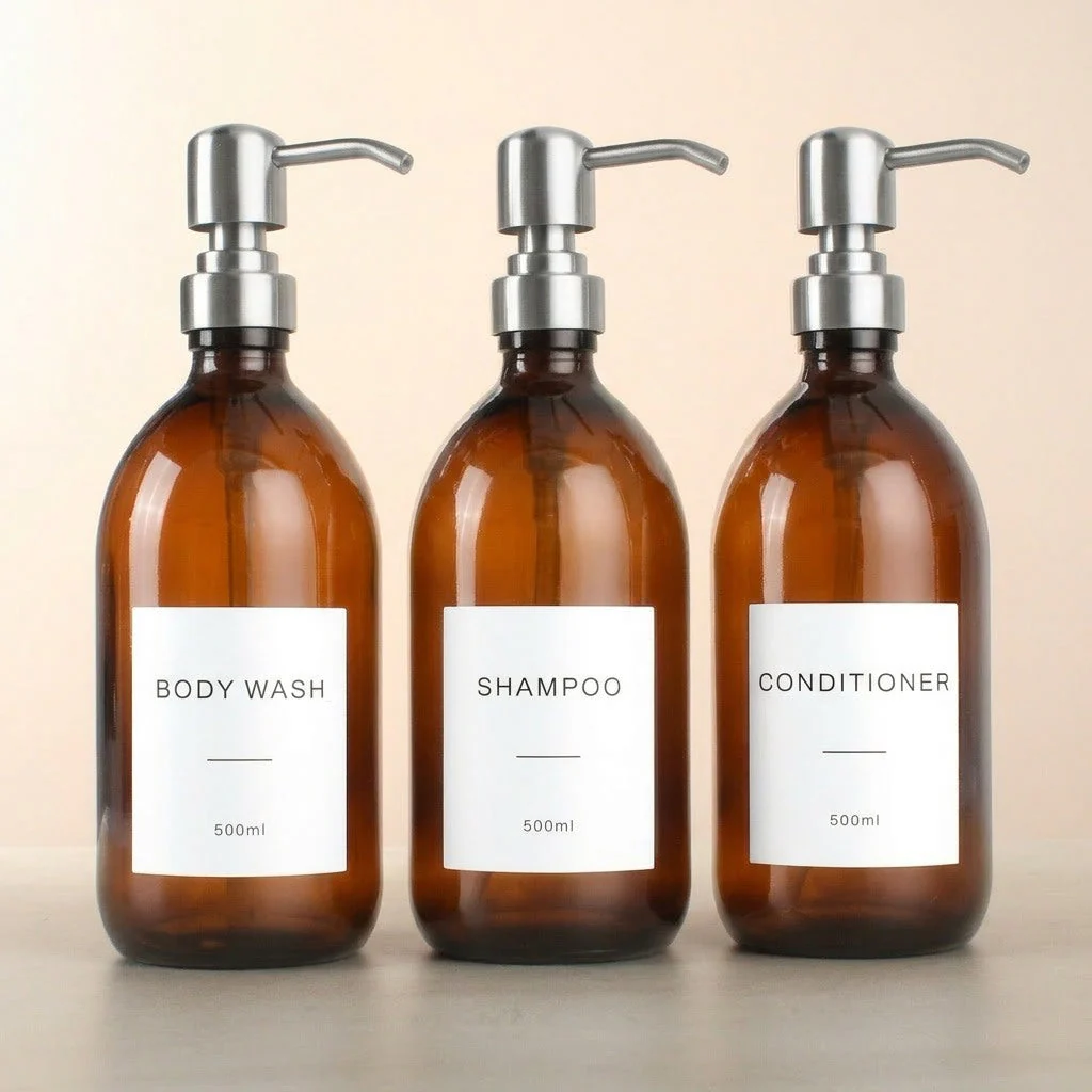 Body Wash, Shampoo & Conditioner Amber Glass Set - Image 17