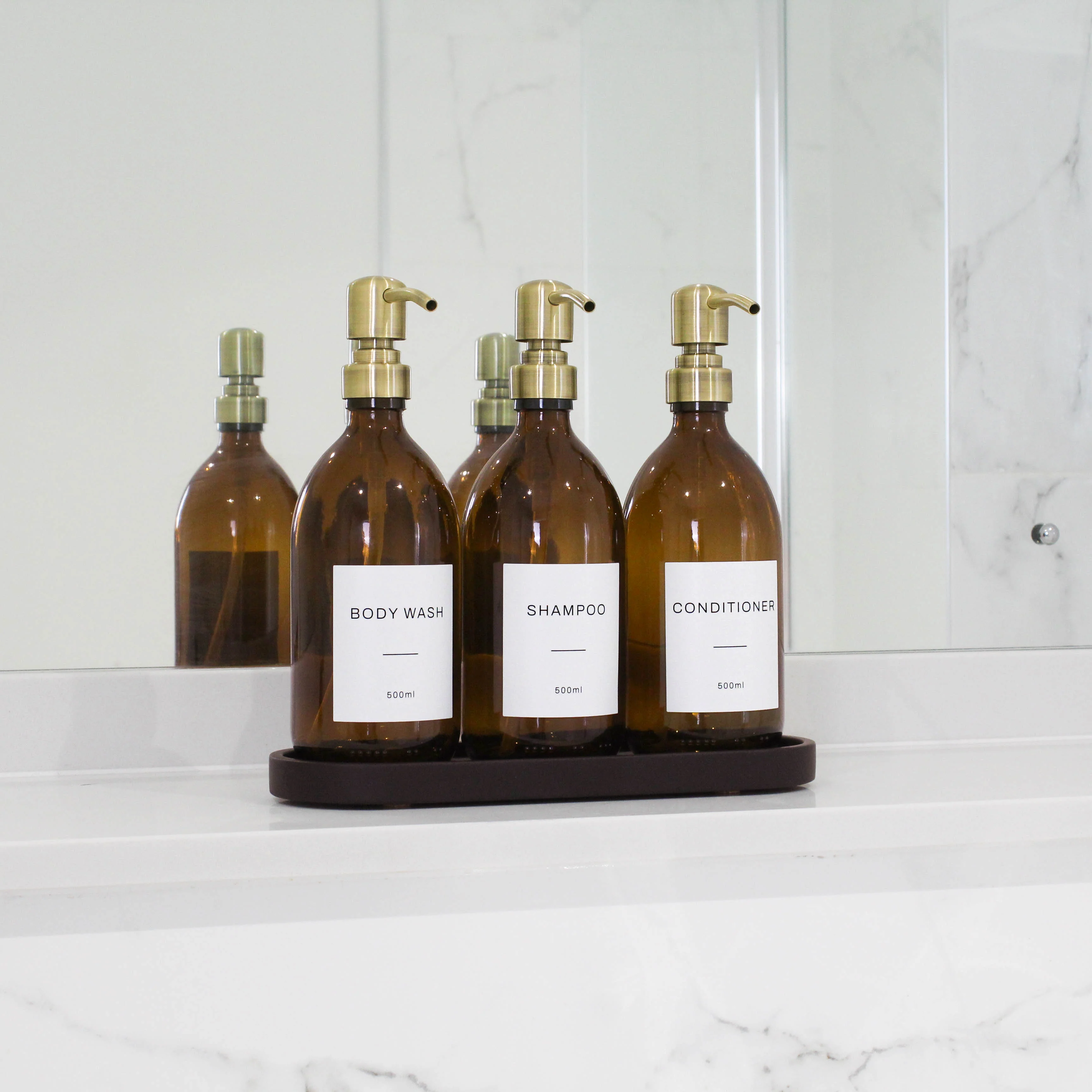 Body Wash, Shampoo & Conditioner Amber Glass Set - Image 4