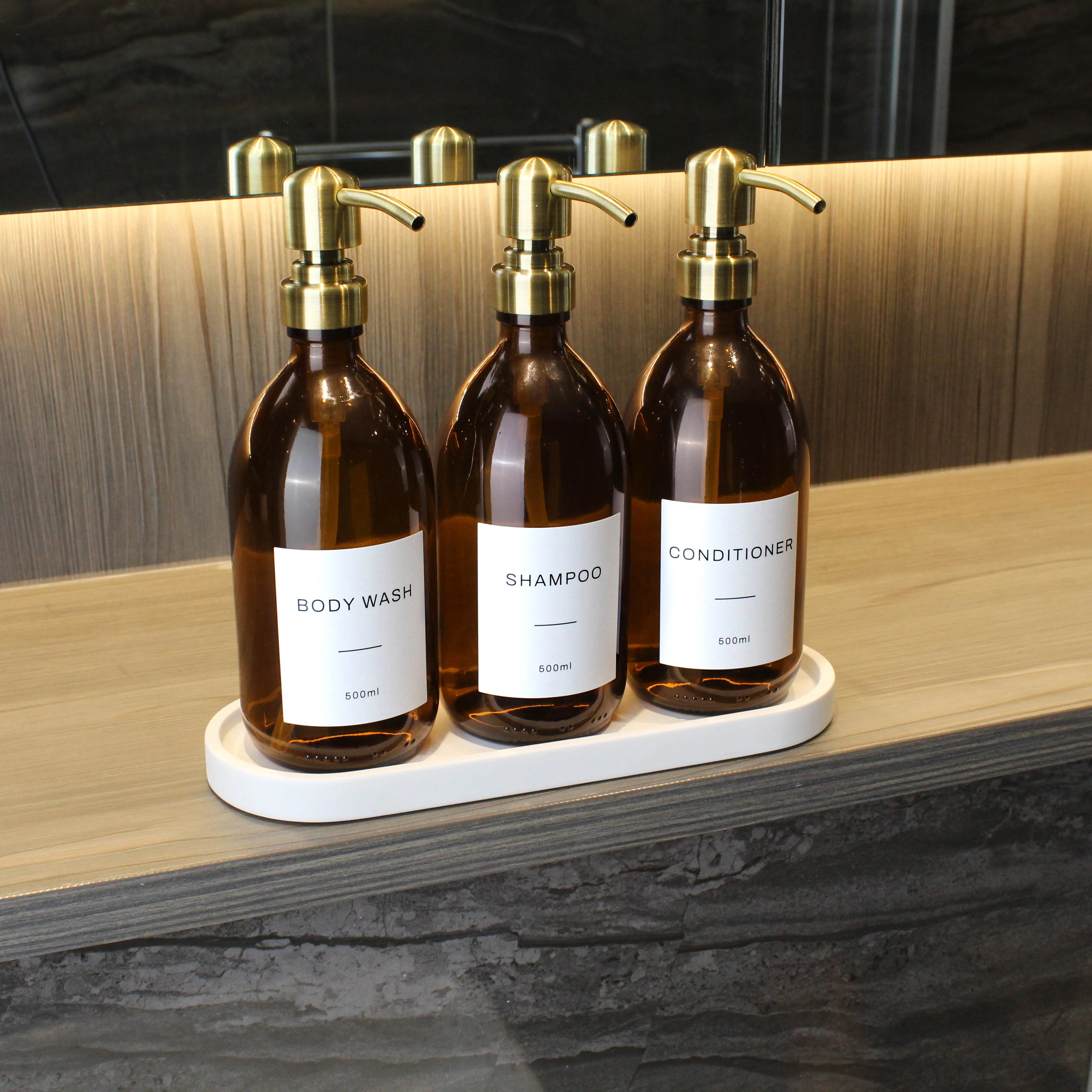 Body Wash, Shampoo & Conditioner Amber Glass Set - Image 6