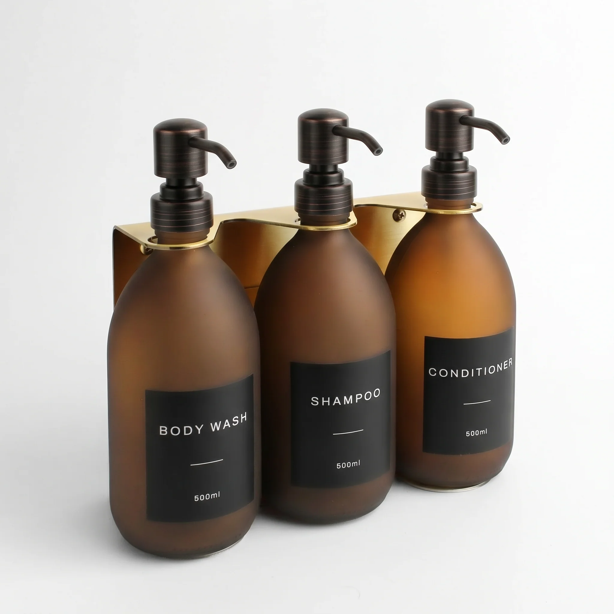 Body Wash, Shampoo & Conditioner Frosted Amber Glass Set - Image 21