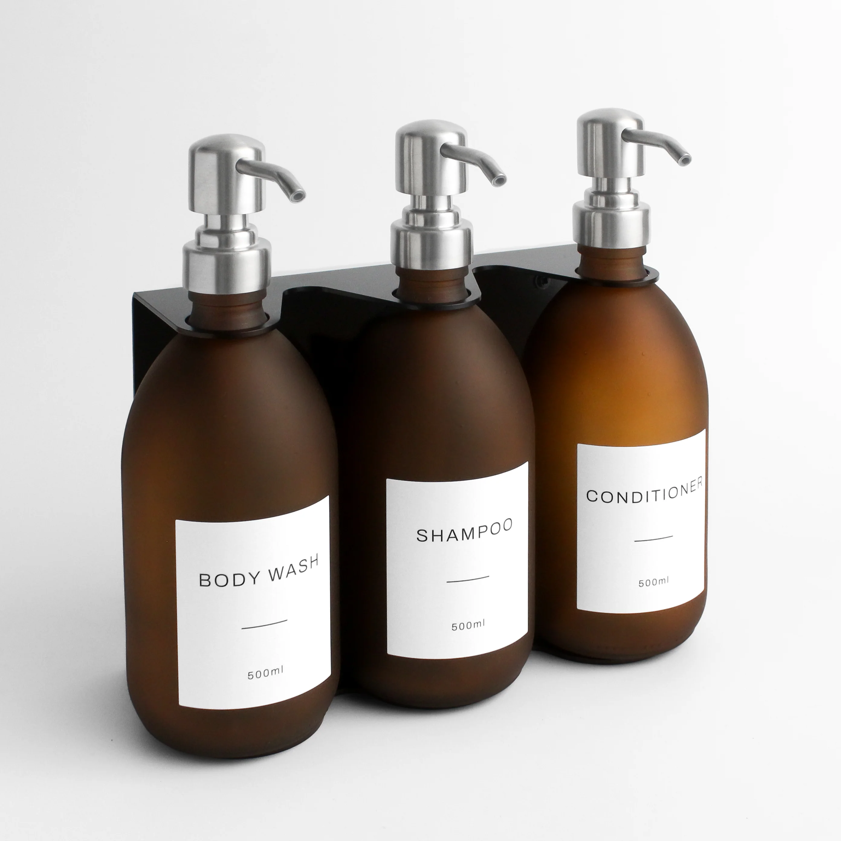 Body Wash, Shampoo & Conditioner Frosted Amber Glass Set - Image 12