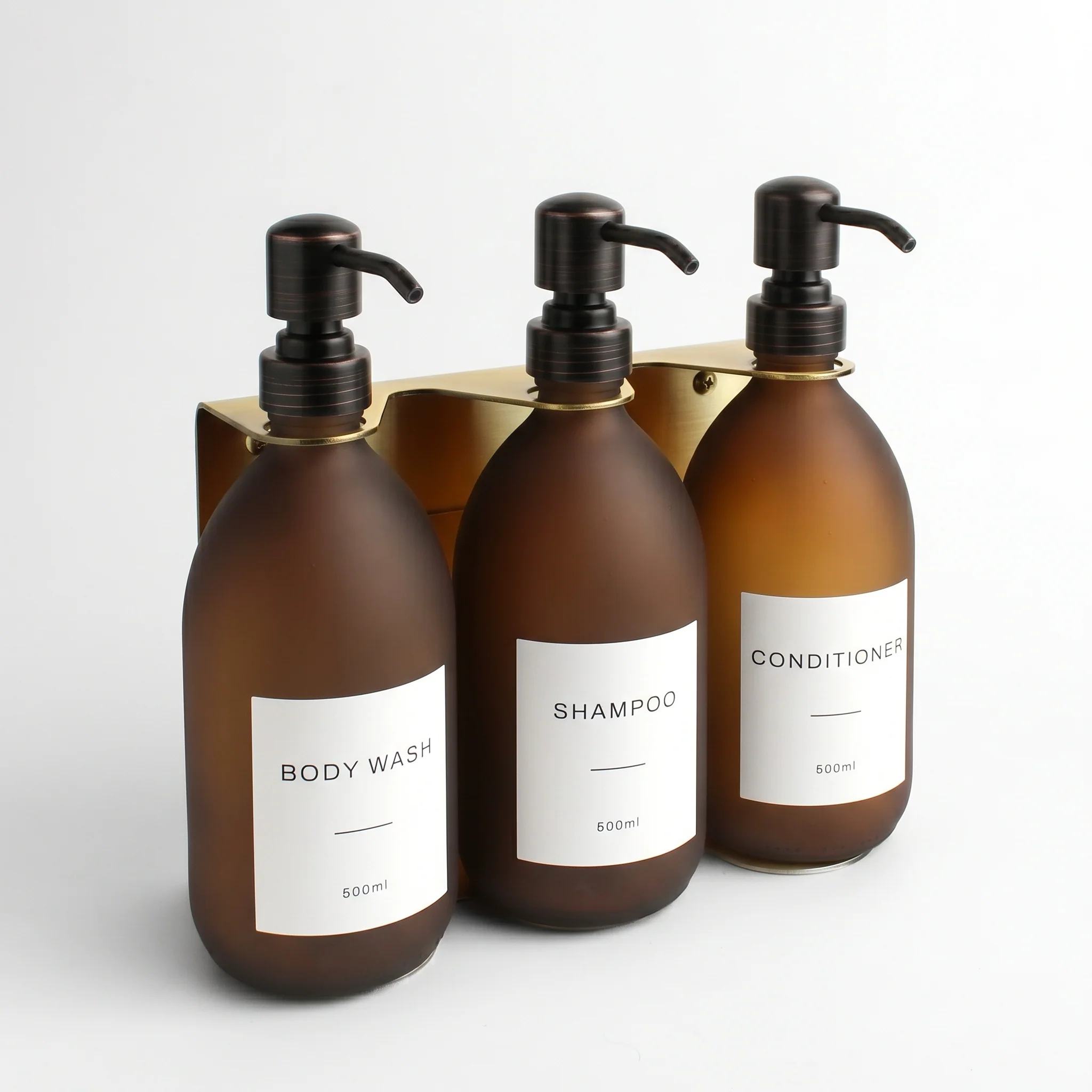 Body Wash, Shampoo & Conditioner Frosted Amber Glass Set - Image 21