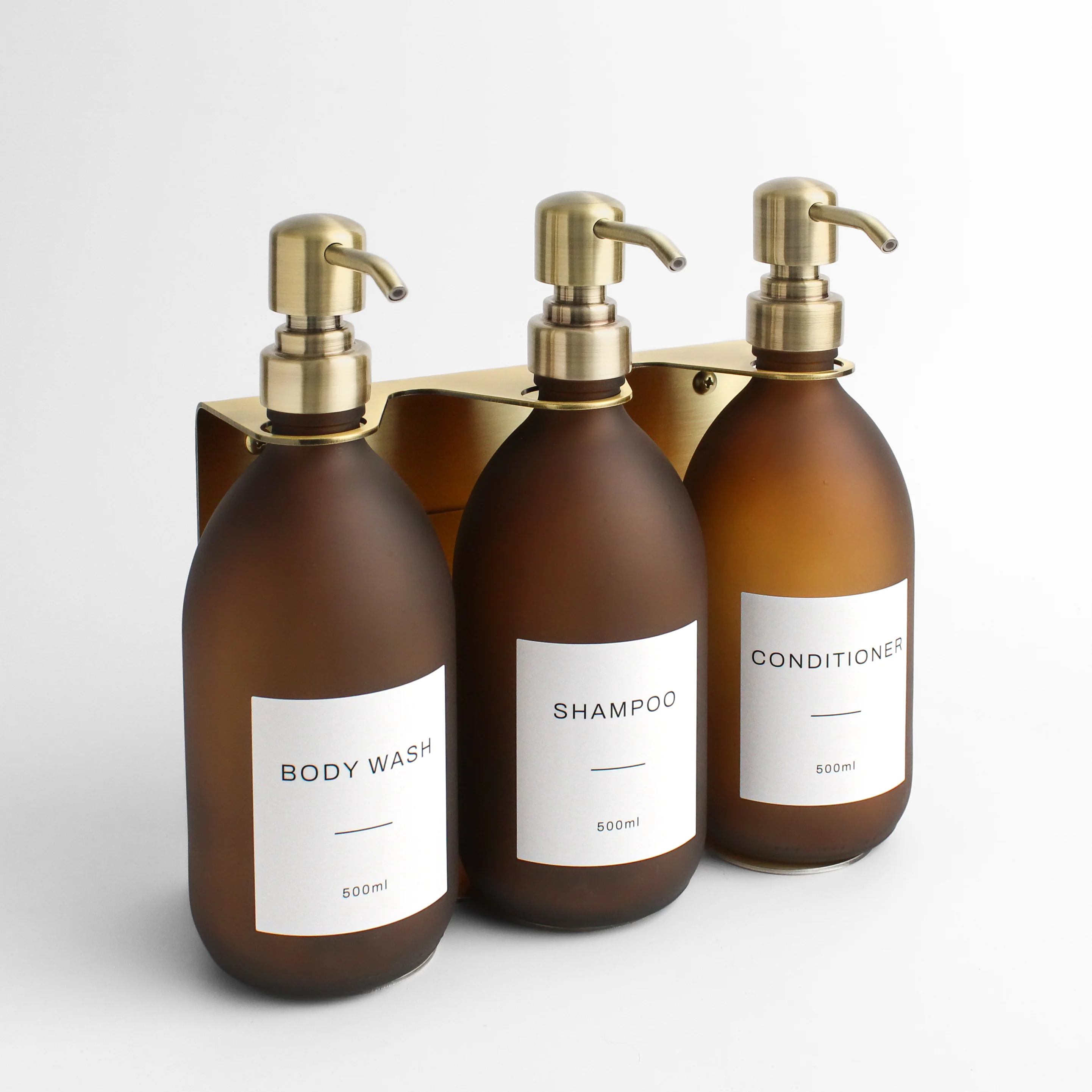 Body Wash, Shampoo & Conditioner Frosted Amber Glass Set - Image 5