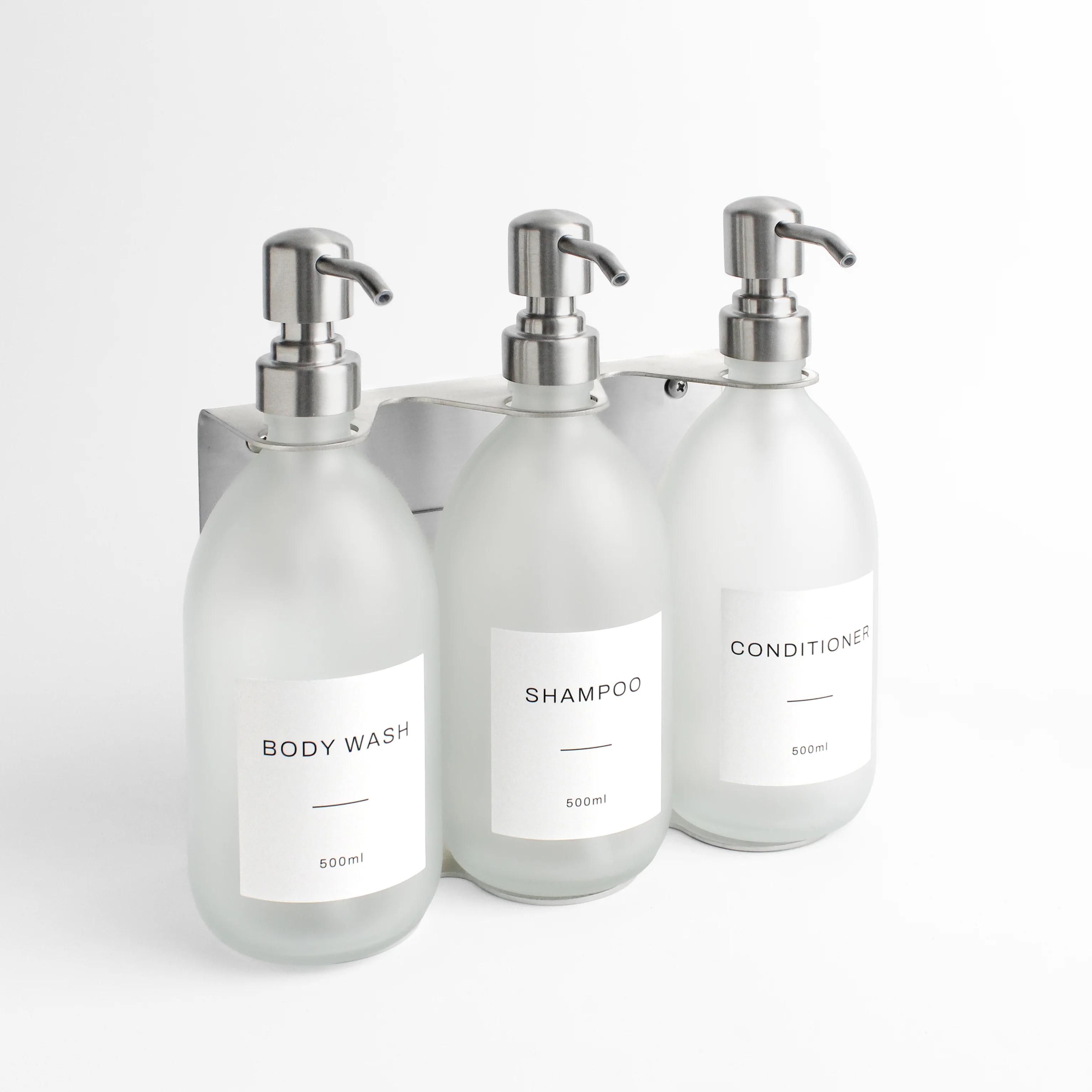 Body Wash, Shampoo & Conditioner Frosted White Glass Set - Image 10