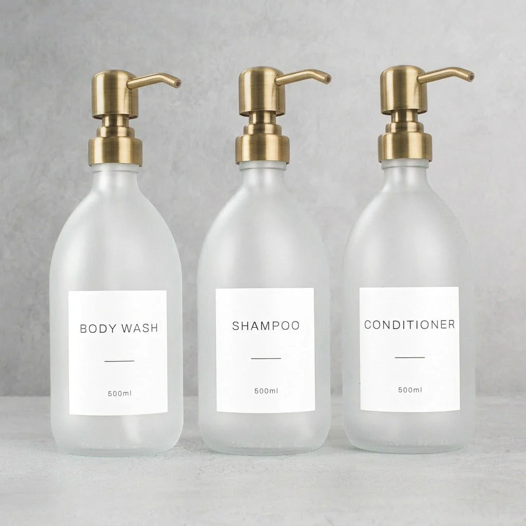 Body Wash, Shampoo & Conditioner Frosted White Glass Set - Image 11