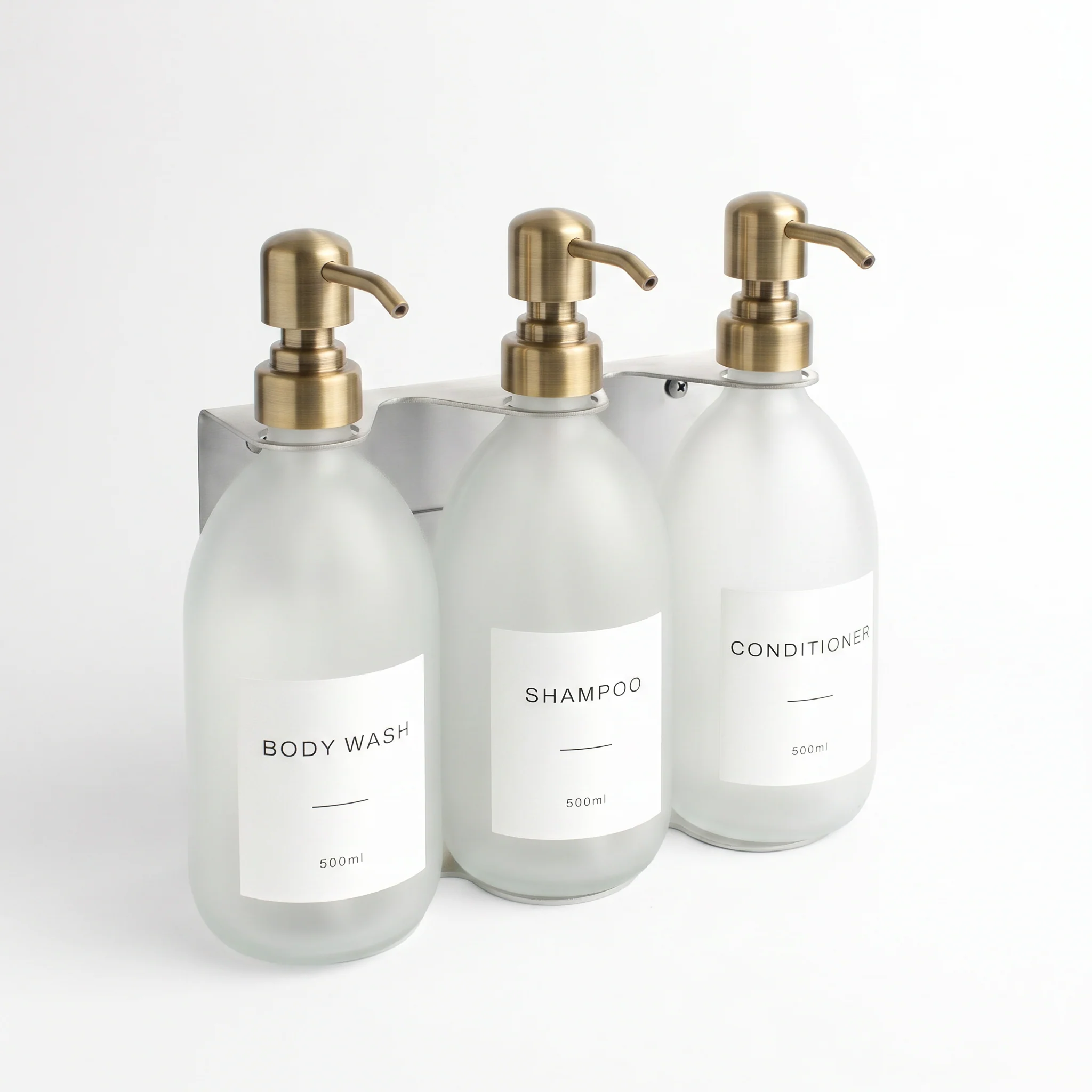 Body Wash, Shampoo & Conditioner Frosted White Glass Set - Image 14