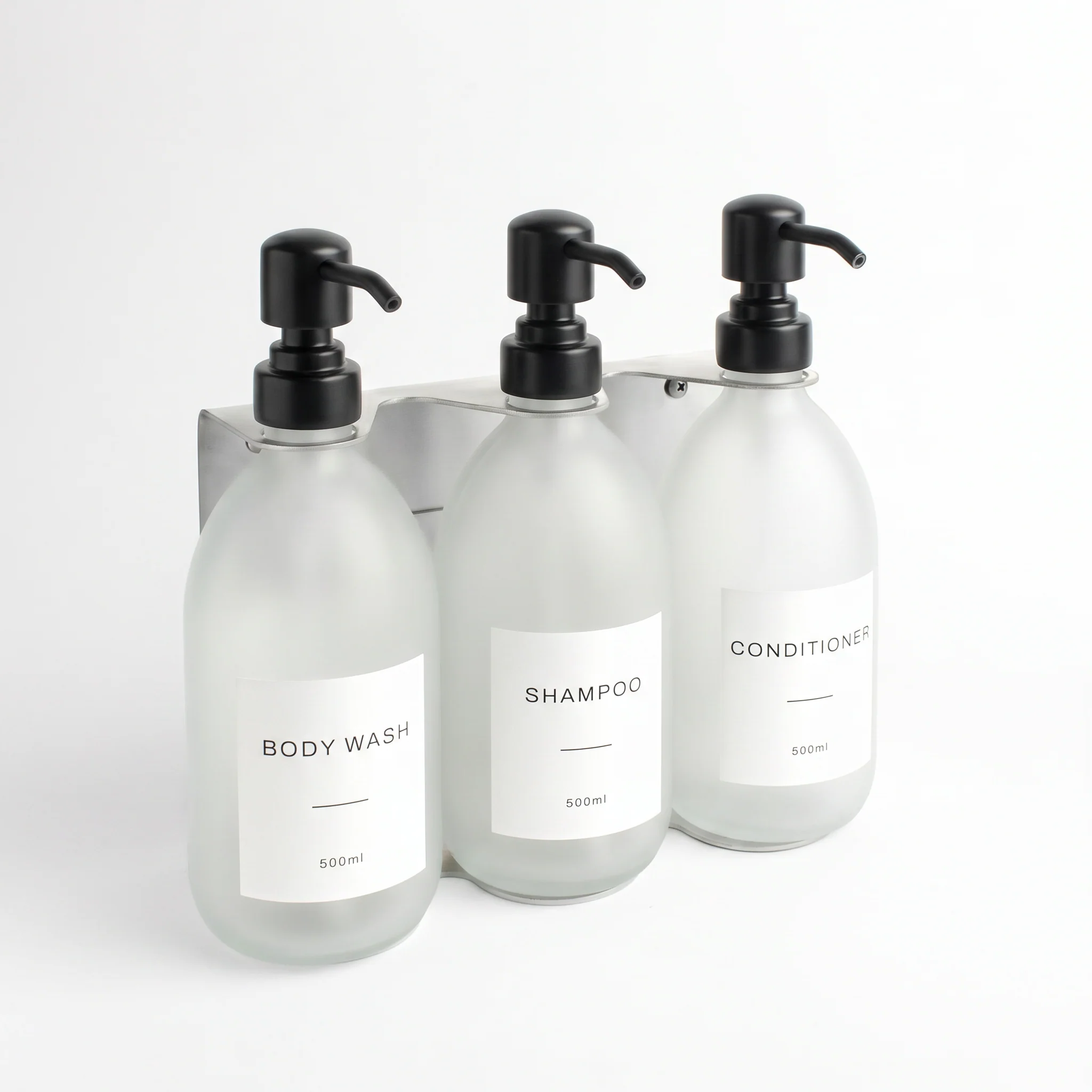 Body Wash, Shampoo & Conditioner Frosted White Glass Set - Image 18