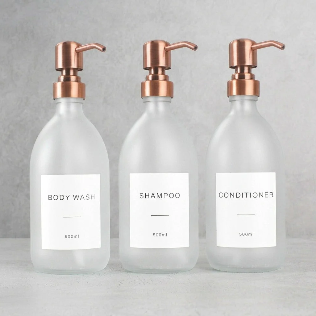 Body Wash, Shampoo & Conditioner Frosted White Glass Set - Image 19