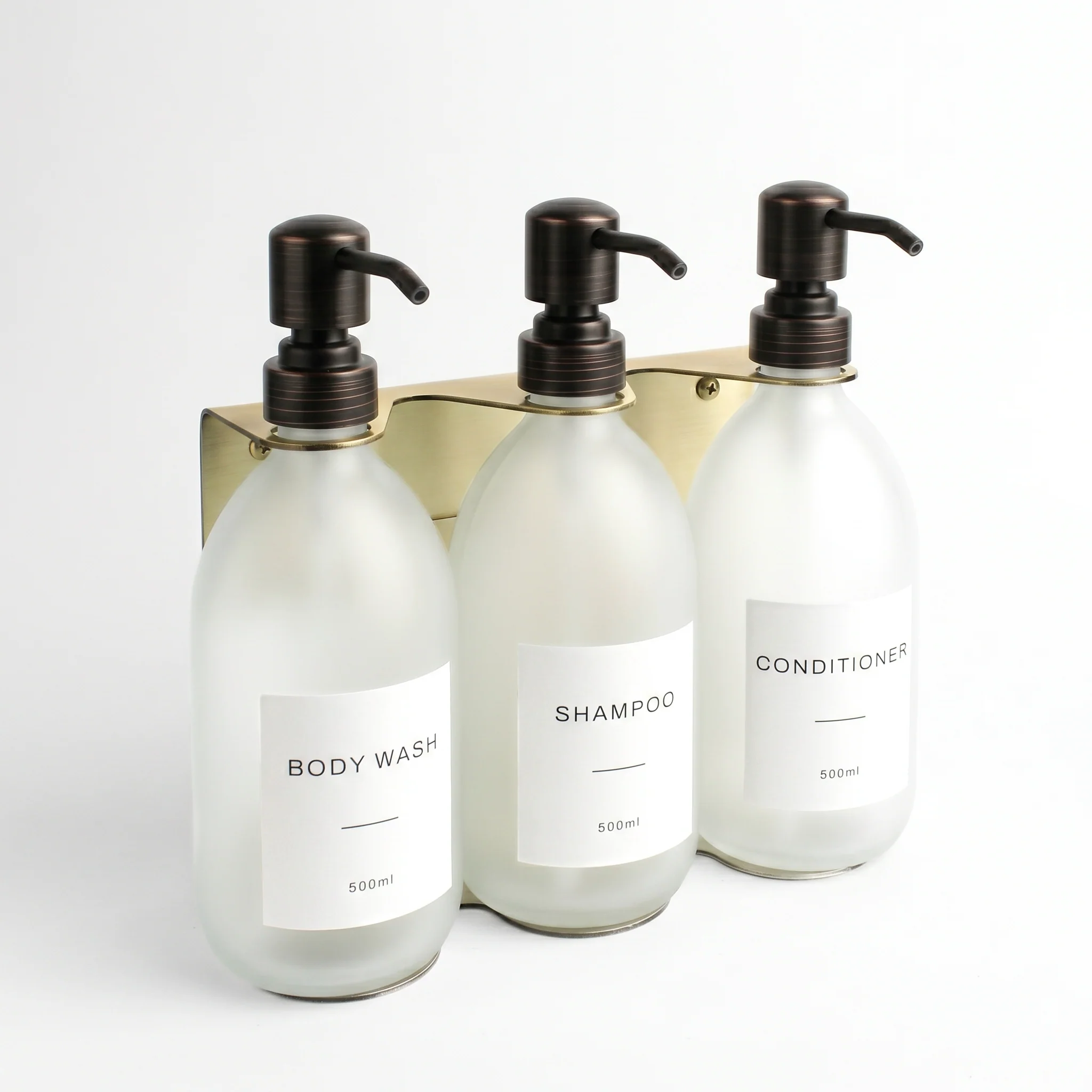 Body Wash, Shampoo & Conditioner Frosted White Glass Set - Image 25