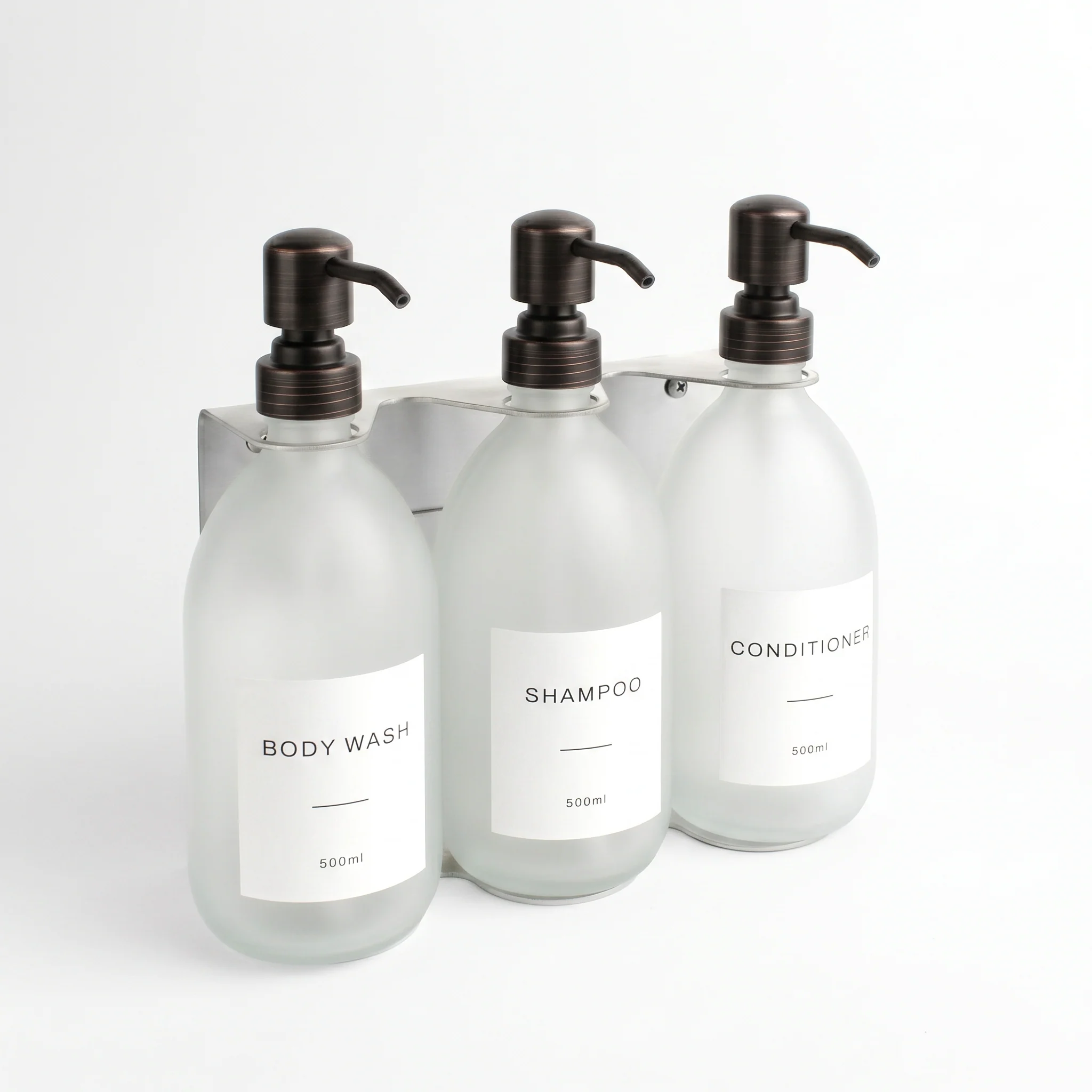 Body Wash, Shampoo & Conditioner Frosted White Glass Set - Image 26