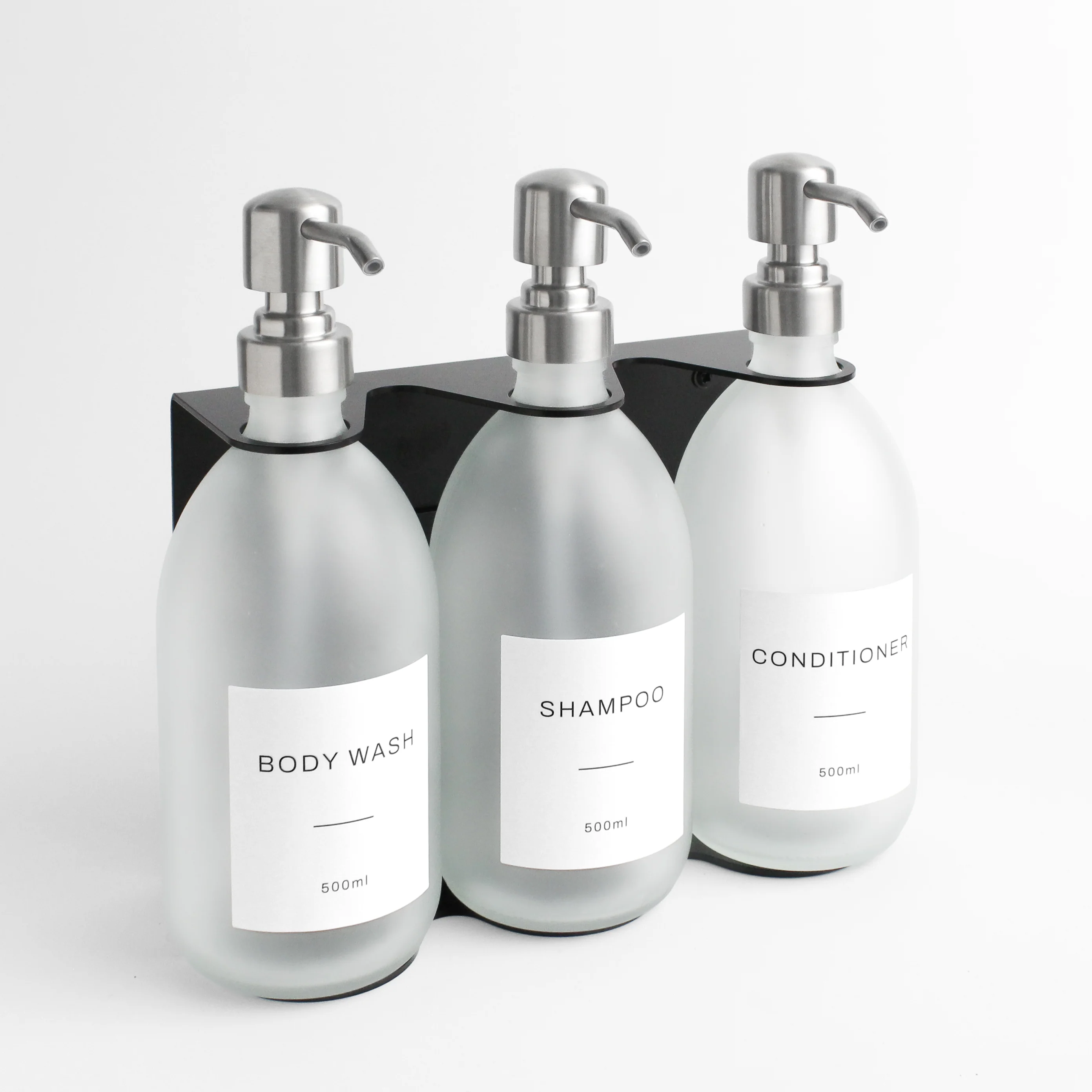 Body Wash, Shampoo & Conditioner Frosted White Glass Set - Image 8