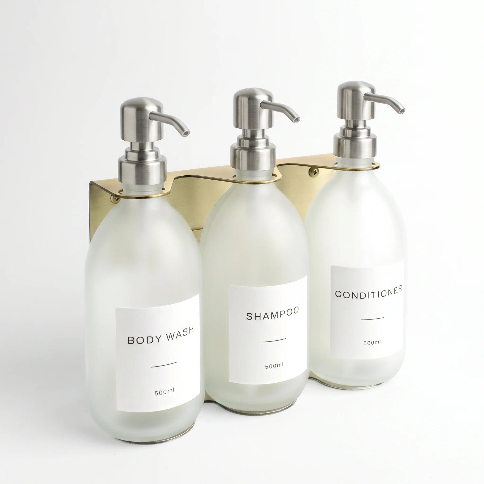 Body Wash, Shampoo & Conditioner Frosted White Glass Set - Image 9