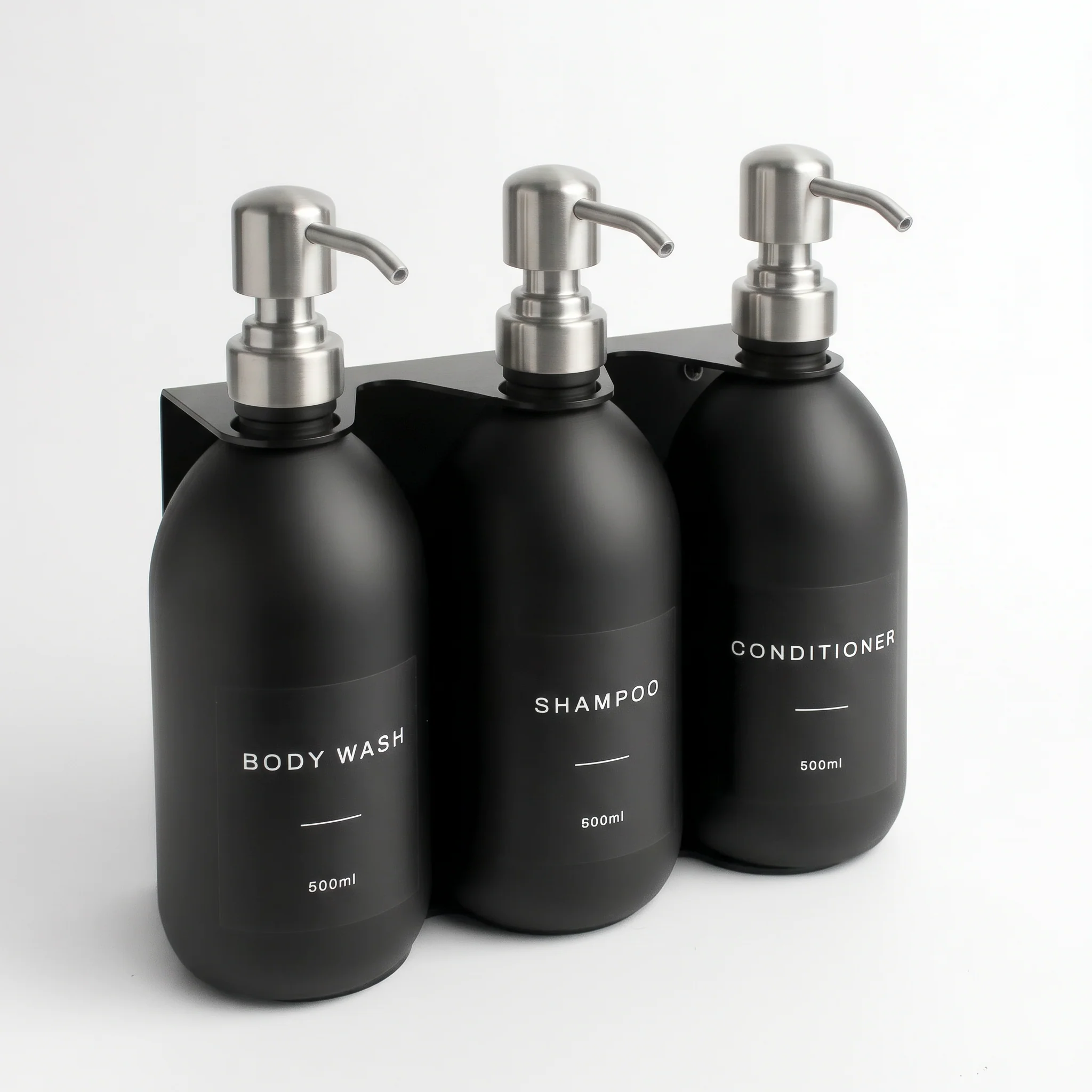 Body Wash, Shampoo & Conditioner Matte Black Glass Set - Image 10