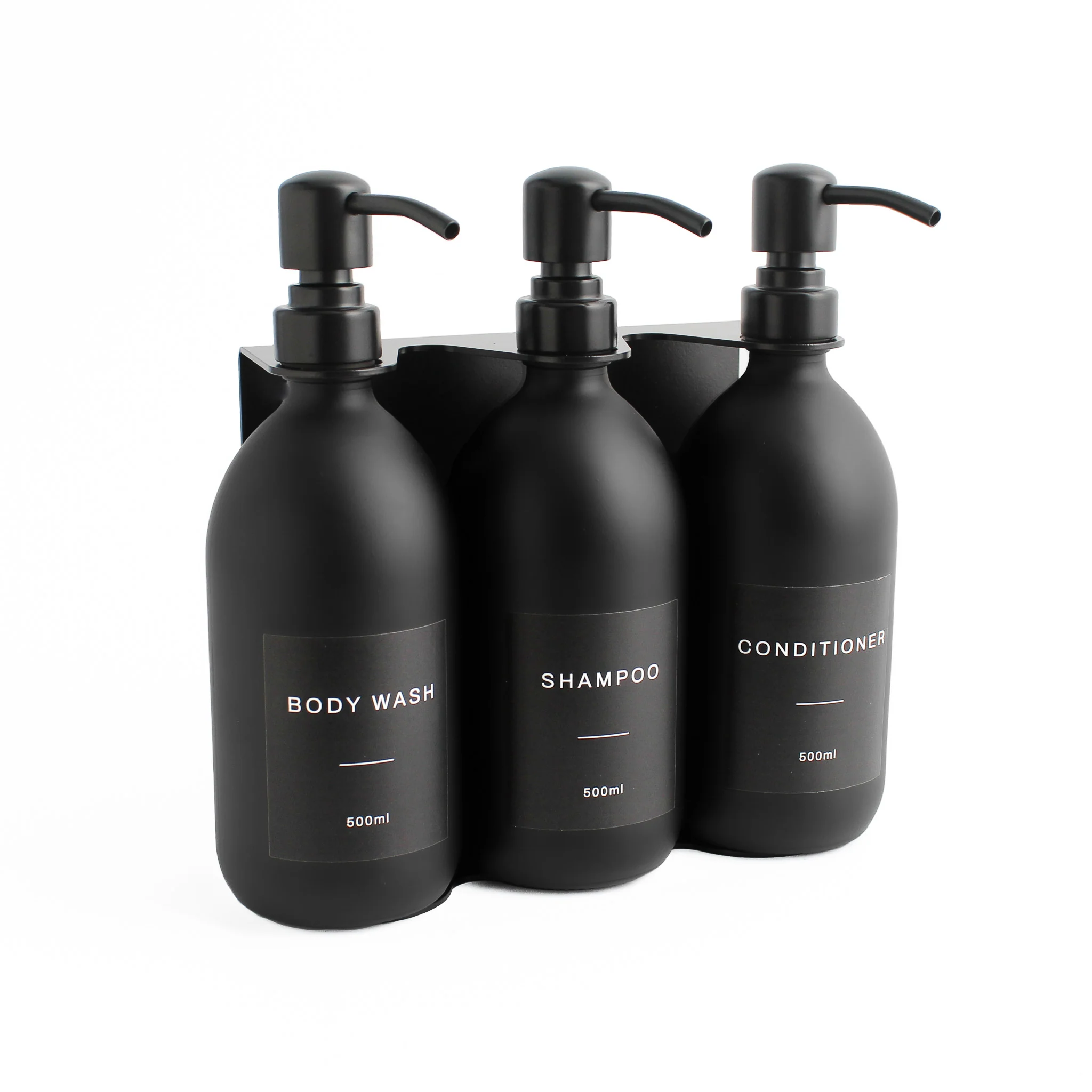 Body Wash, Shampoo & Conditioner Matte Black Glass Set - Image 5