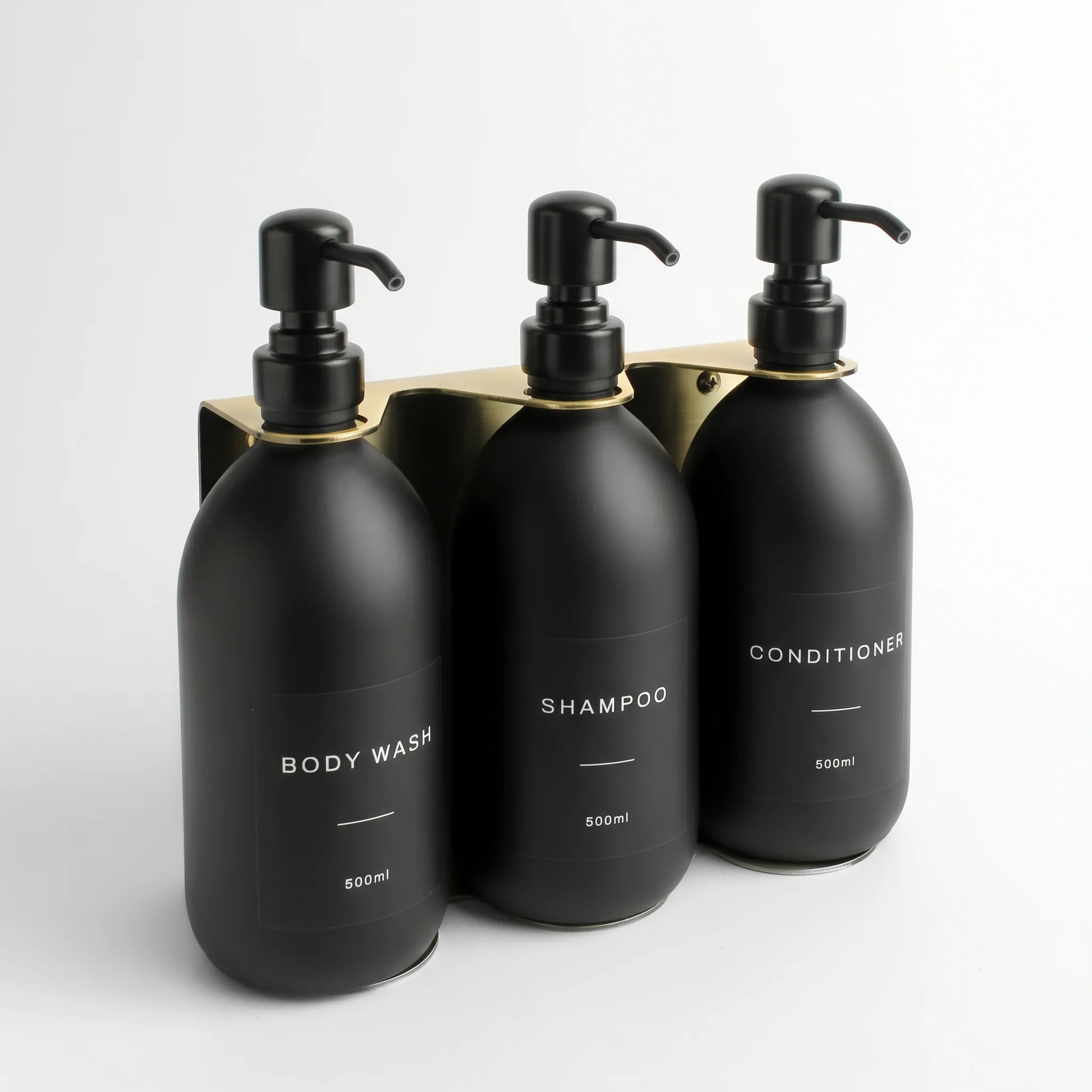 Body Wash, Shampoo & Conditioner Matte Black Glass Set - Image 7