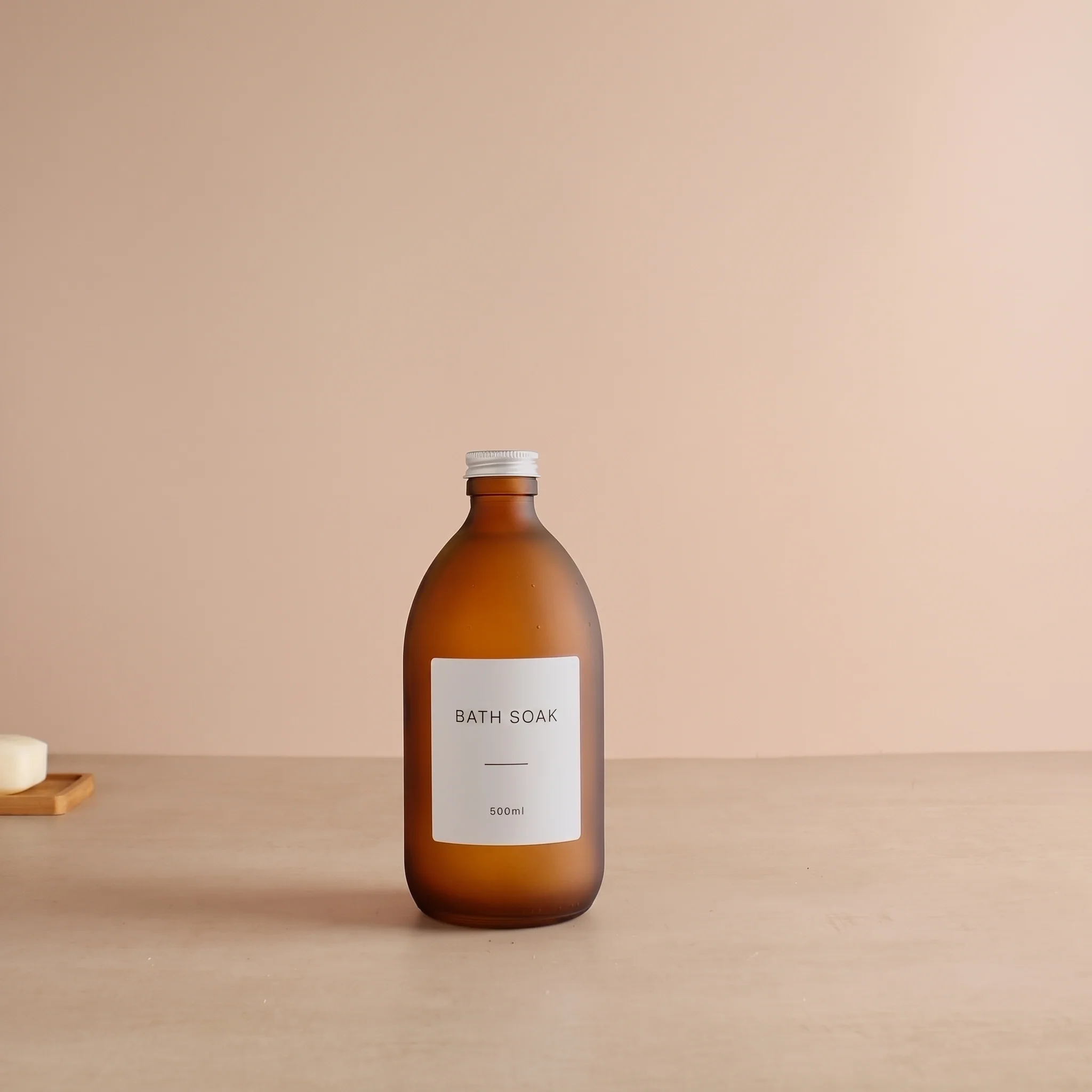 Labelled Frosted Amber Glass Bottle With Screw Cap - Image 3