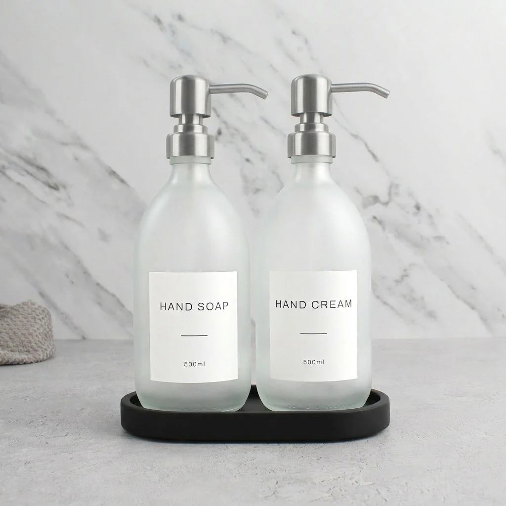 Black Tray & Frosted White Dispenser Double Set - Image 15