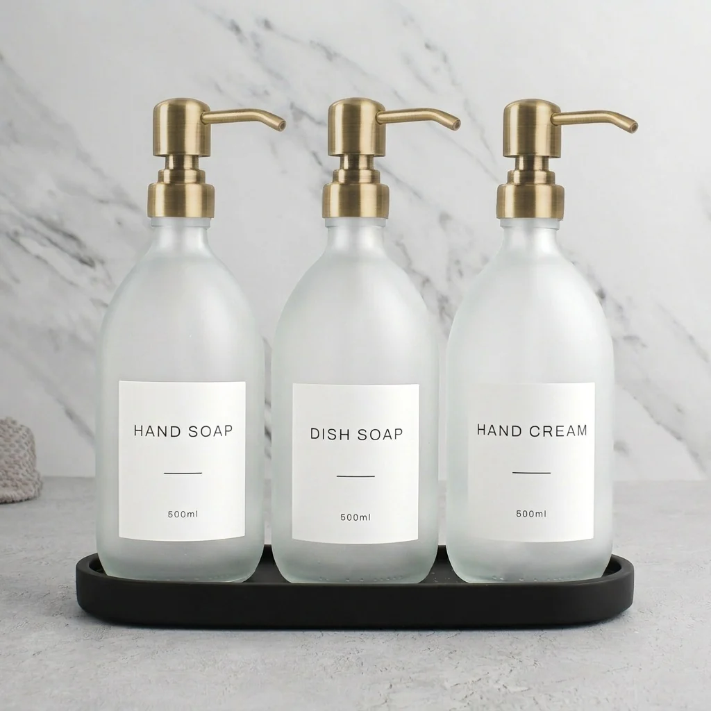 Black Tray & Frosted White Dispenser Triple Set - Image 15