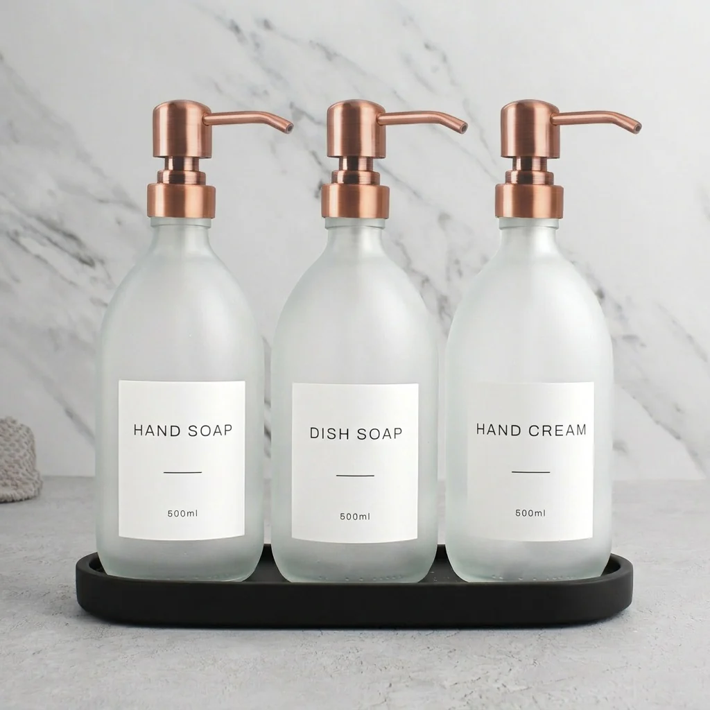 Black Tray & Frosted White Dispenser Triple Set - Image 19