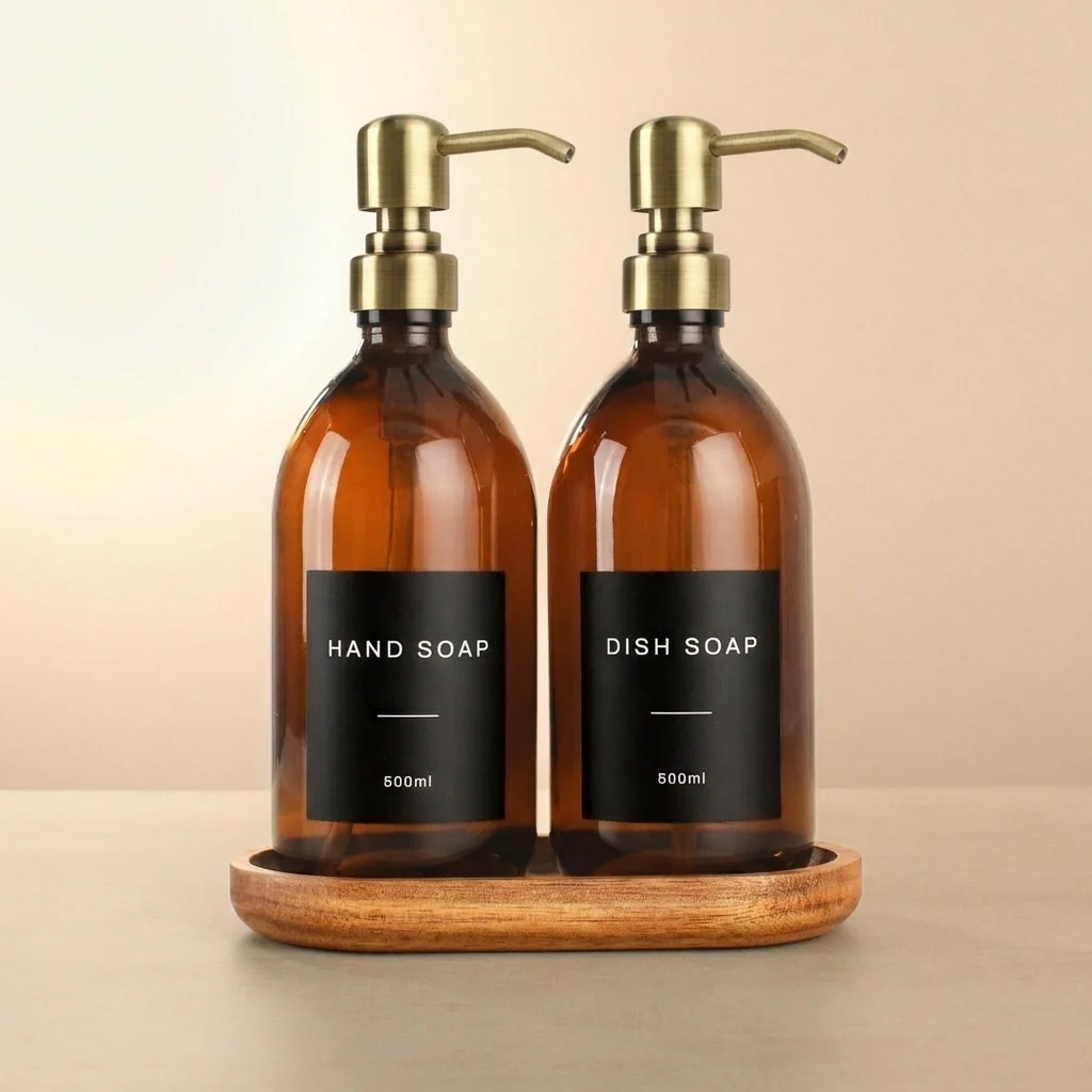 Hand Soap & Dish Soap Amber Glass Set - Image 11