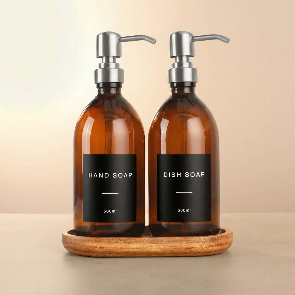 Hand Soap & Dish Soap Amber Glass Set - Image 15