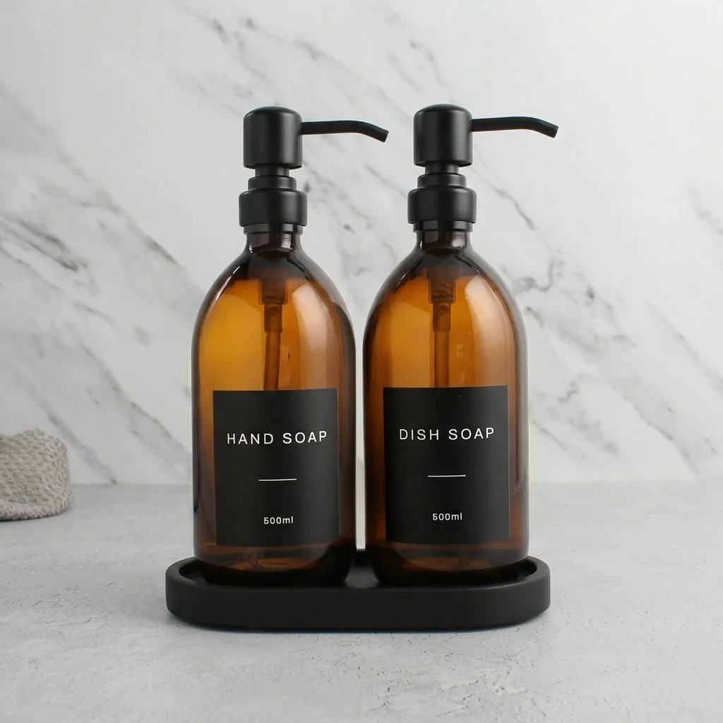 Hand Soap & Dish Soap Amber Glass Set - Image 5