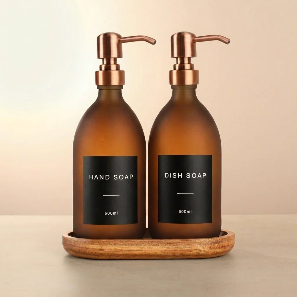 Hand Soap & Dish Soap Frosted Amber Glass Set - Image 18