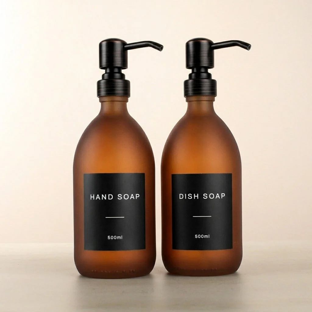 Hand Soap & Dish Soap Frosted Amber Glass Set - Image 19