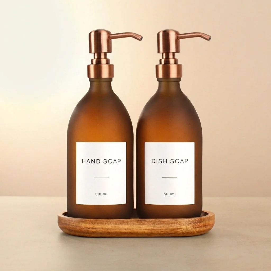 Hand Soap & Dish Soap Frosted Amber Glass Set - Image 18