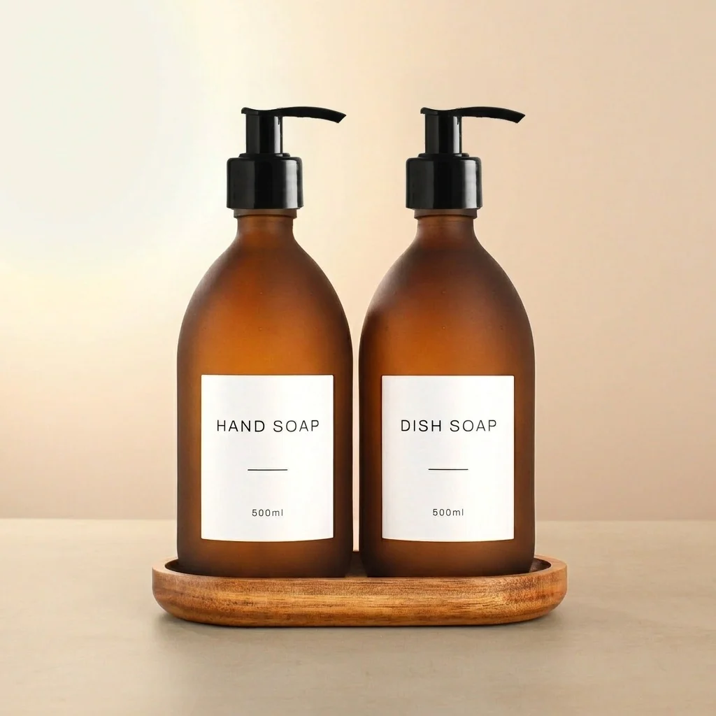 Hand Soap & Dish Soap Frosted Amber Glass Set - Image 26