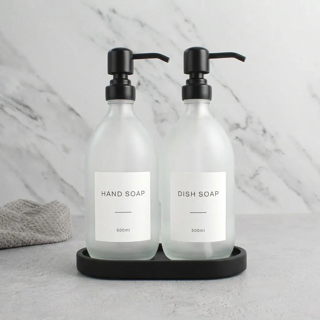 Hand Soap & Dish Soap Frosted White Glass Set - Image 14