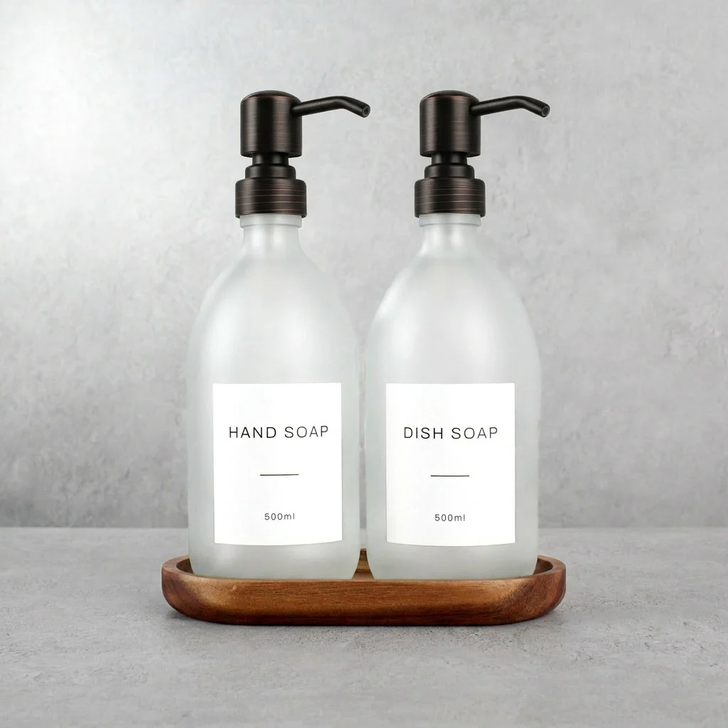 Hand Soap & Dish Soap Frosted White Glass Set - Image 24