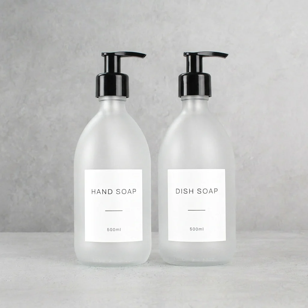 Hand Soap & Dish Soap Frosted White Glass Set - Image 25