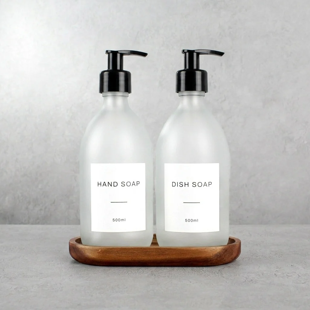 Hand Soap & Dish Soap Frosted White Glass Set - Image 28