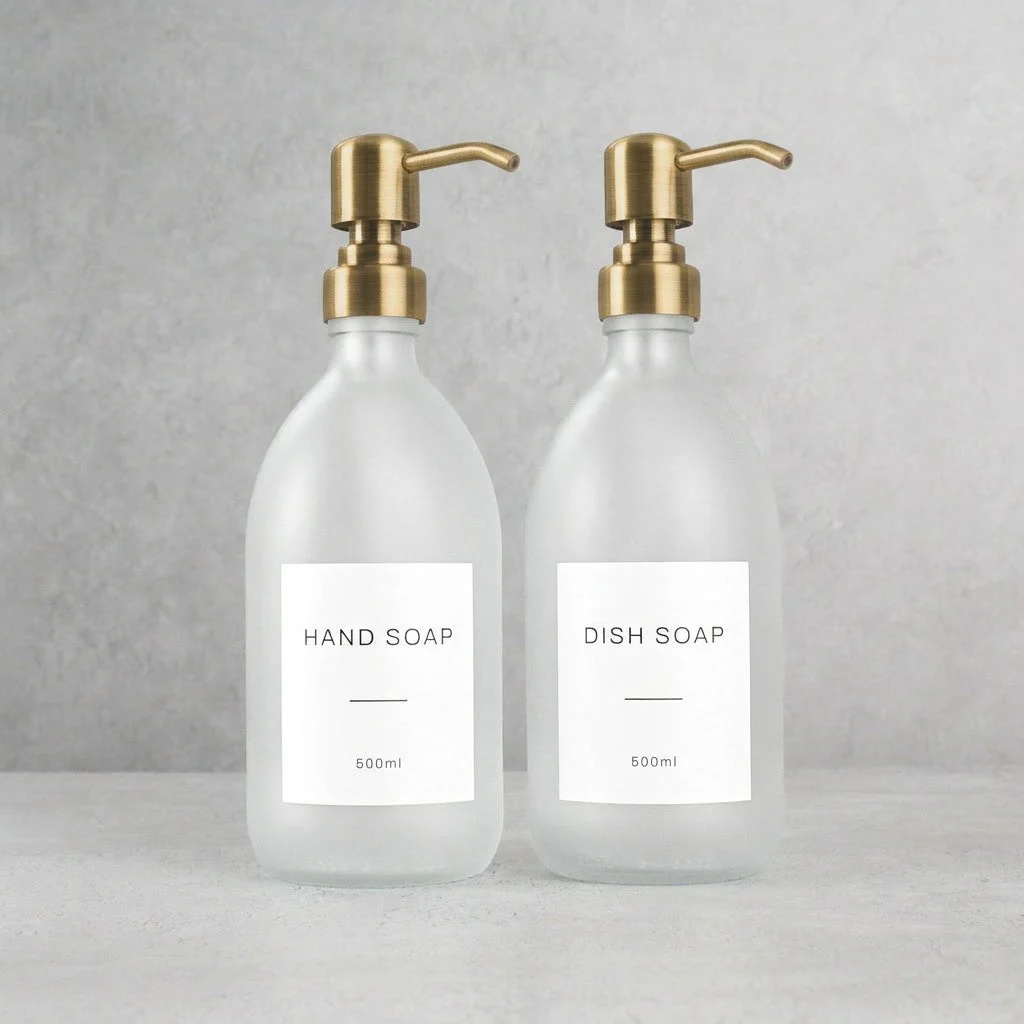 Hand Soap & Dish Soap Frosted White Glass Set - Image 9