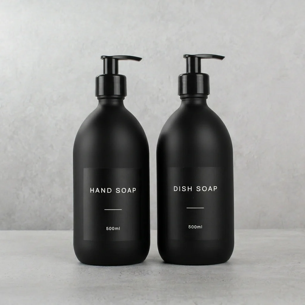 Hand Soap & Dish Soap Matte Black Glass Set - Image 23