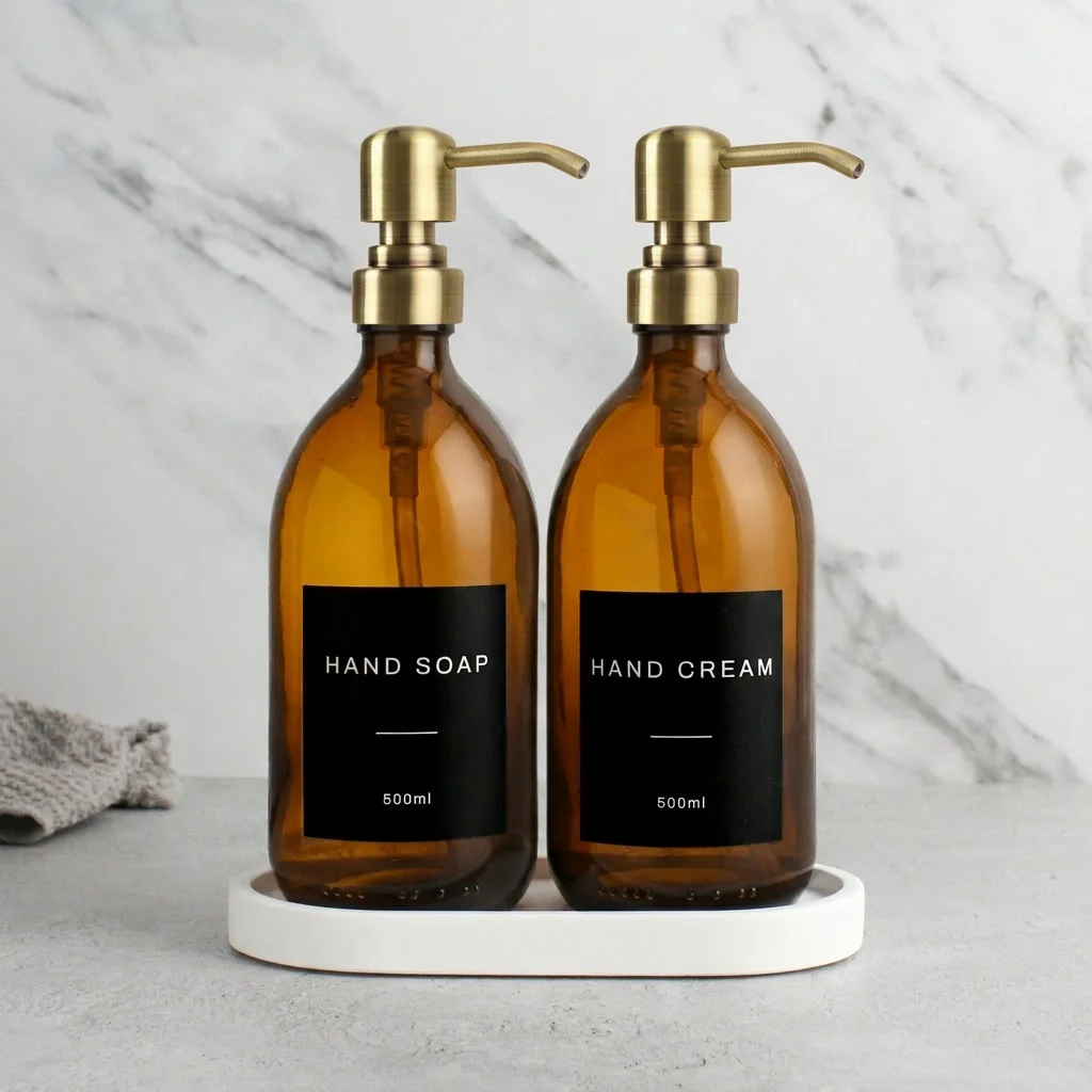 Hand Soap & Hand Cream Amber Glass Set - Image 11