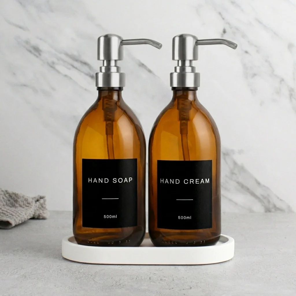 Hand Soap & Hand Cream Amber Glass Set - Image 17