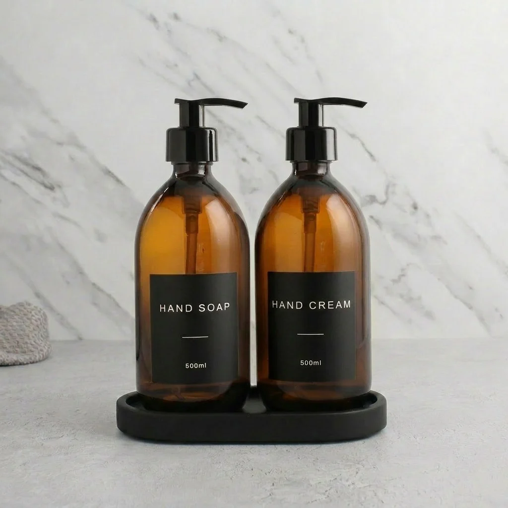 Hand Soap & Hand Cream Amber Glass Set - Image 34