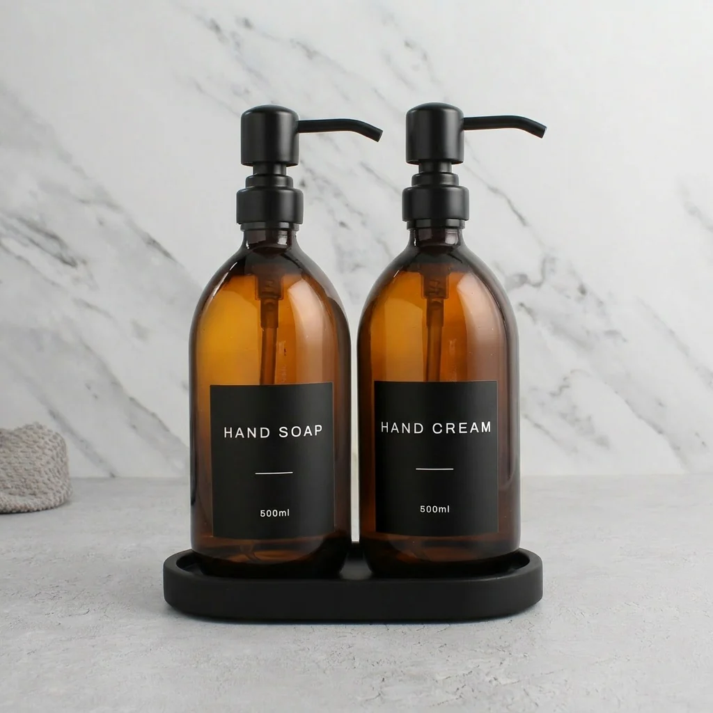 Hand Soap & Hand Cream Amber Glass Set - Image 4
