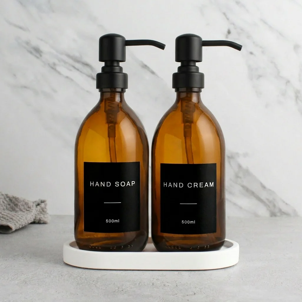 Hand Soap & Hand Cream Amber Glass Set - Image 5