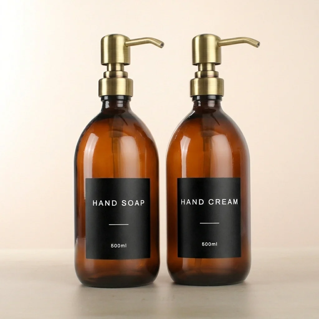 Hand Soap & Hand Cream Amber Glass Set - Image 9
