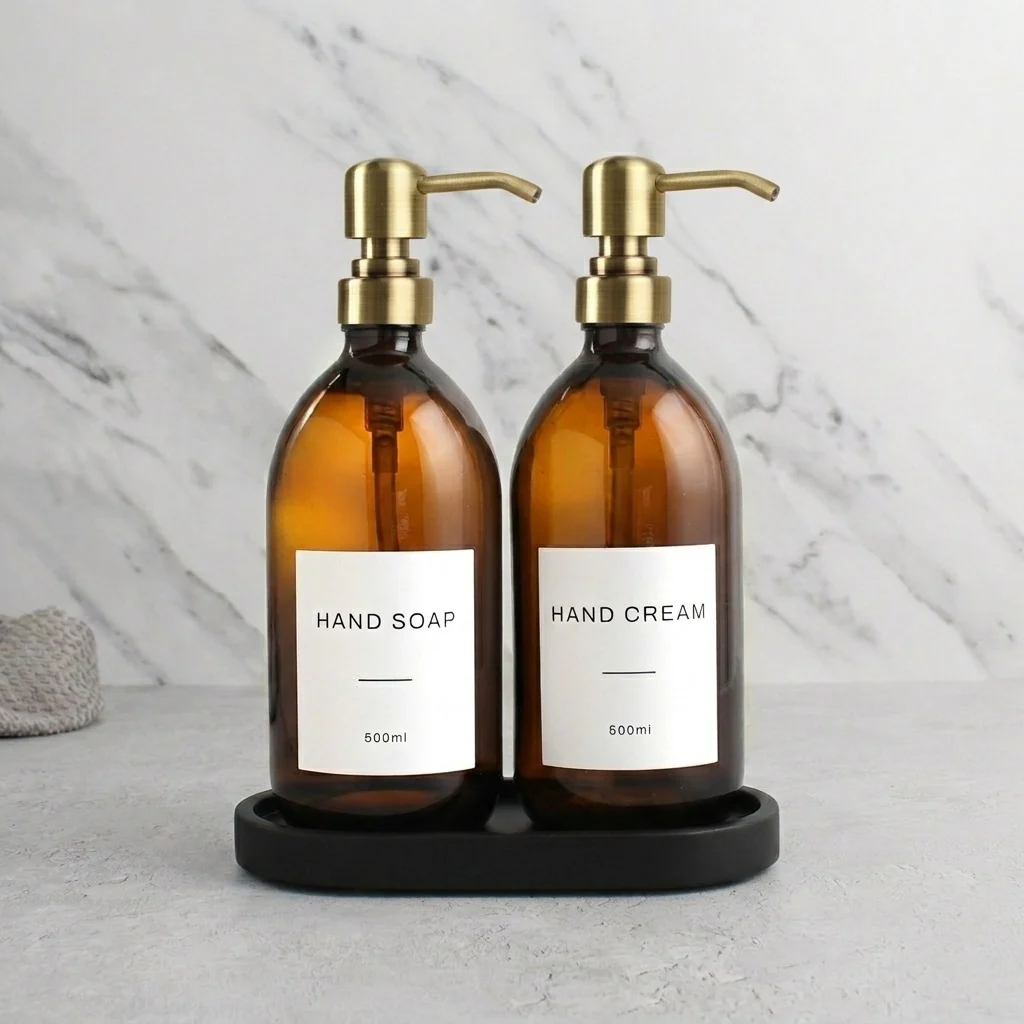 Hand Soap & Hand Cream Amber Glass Set - Image 14