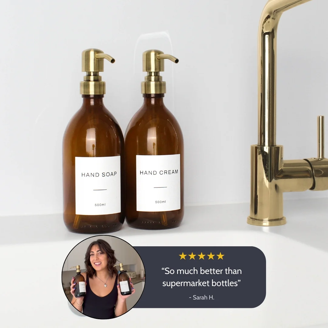 Hand Soap & Hand Cream Amber Glass Set - Image 3