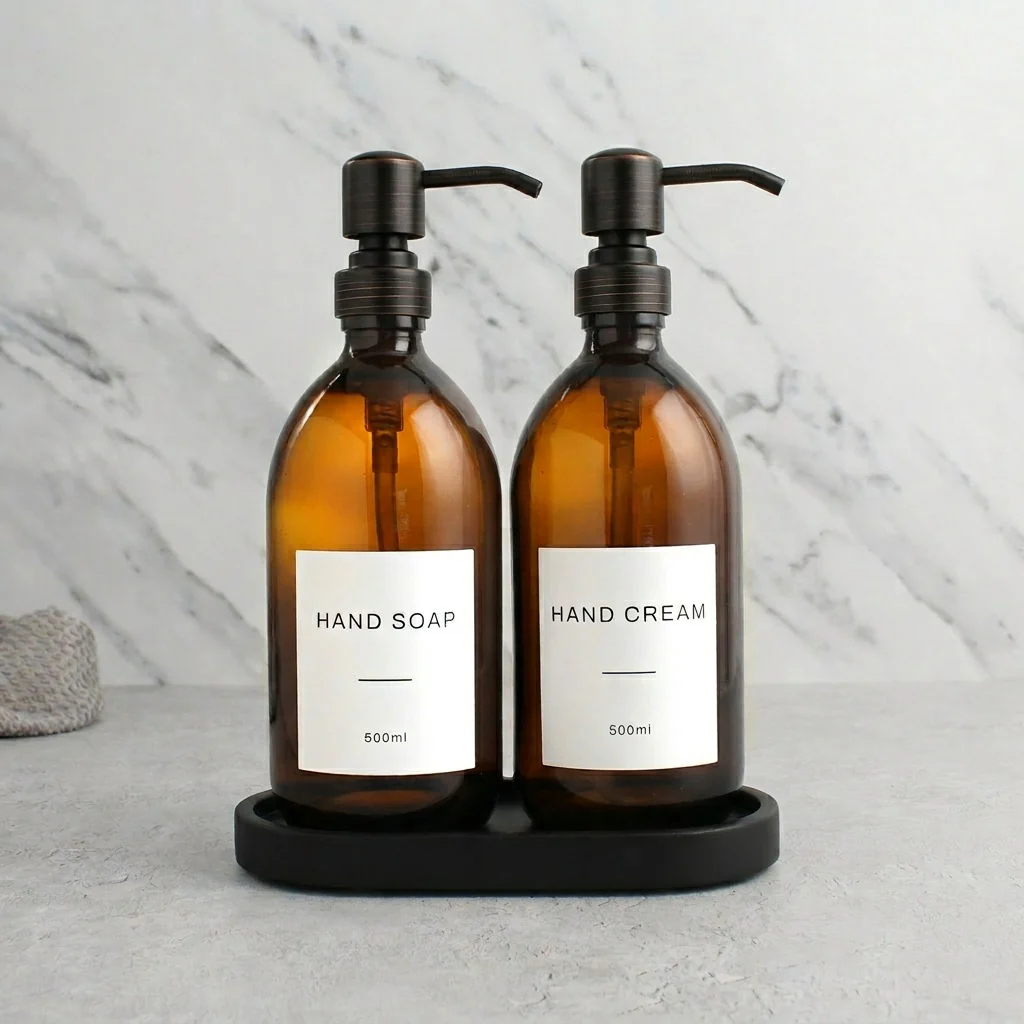 Hand Soap & Hand Cream Amber Glass Set - Image 38