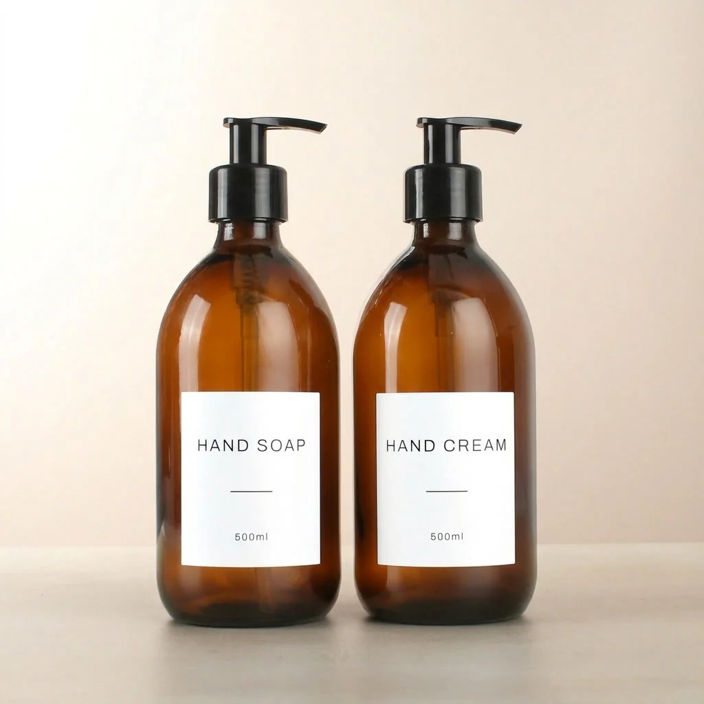 Hand Soap & Hand Cream Amber Glass Set - Image 43