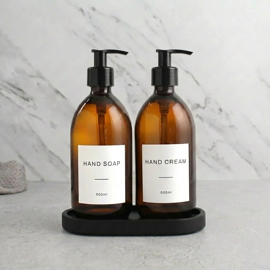 Hand Soap & Hand Cream Amber Glass Set - Image 44